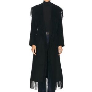 SIMKHAI Carrie Fringe Black Wrap Coat
